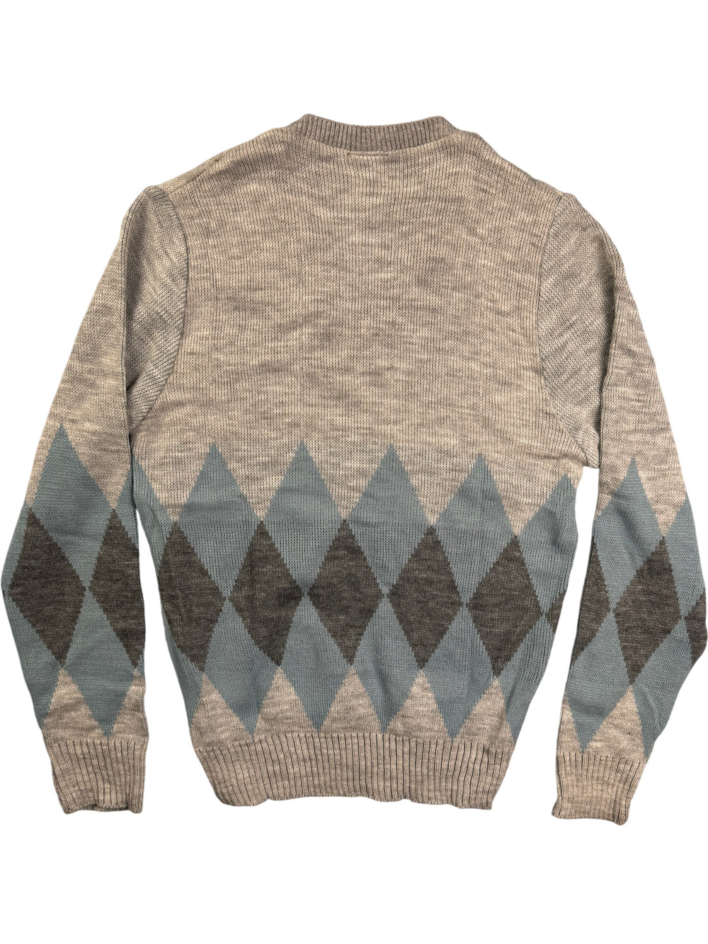 Daniel Argyle Pattern V-Neck Sweater - S - Think Vintage ltd