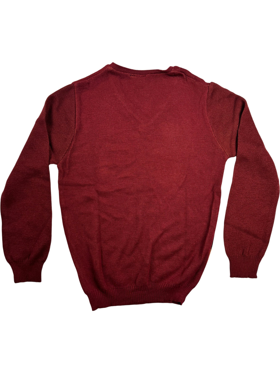 Daniel Argyle Patterned V-Neck Sweater - S - Think Vintage Online Ltd