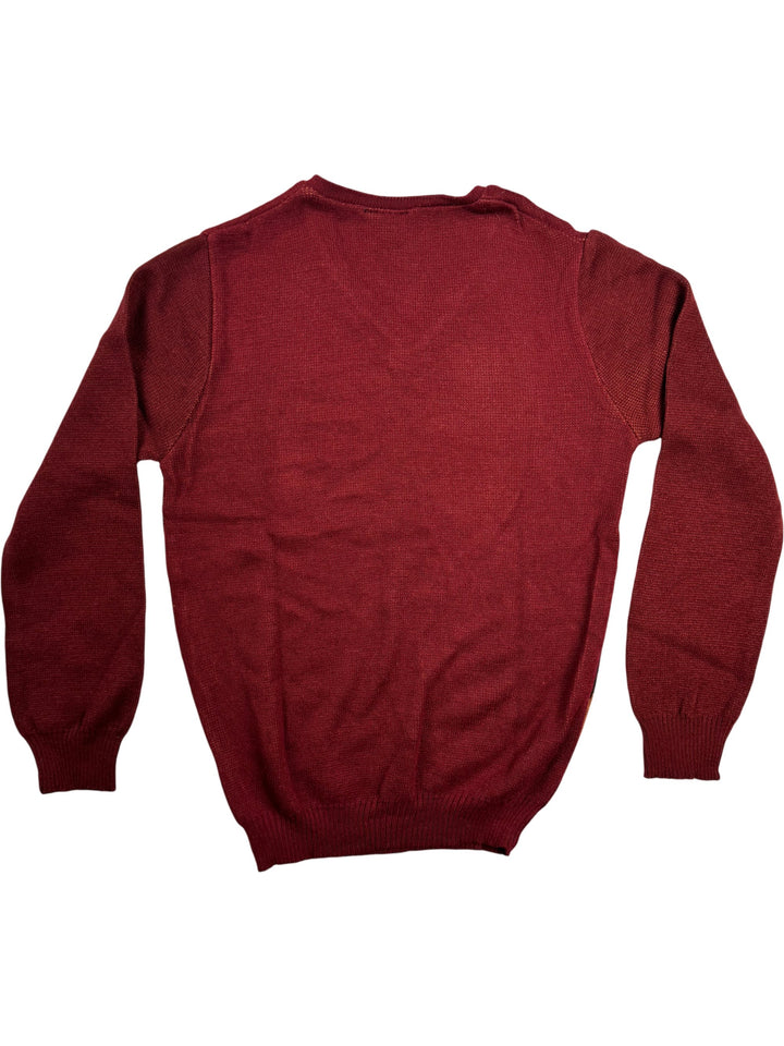 Daniel Argyle Patterned V-Neck Sweater - S - Think Vintage Online Ltd