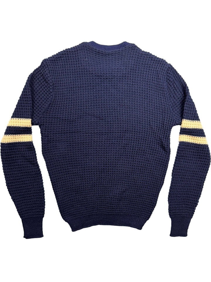 Daniel Navy Waffle Knit Sweater - S - Think Vintage