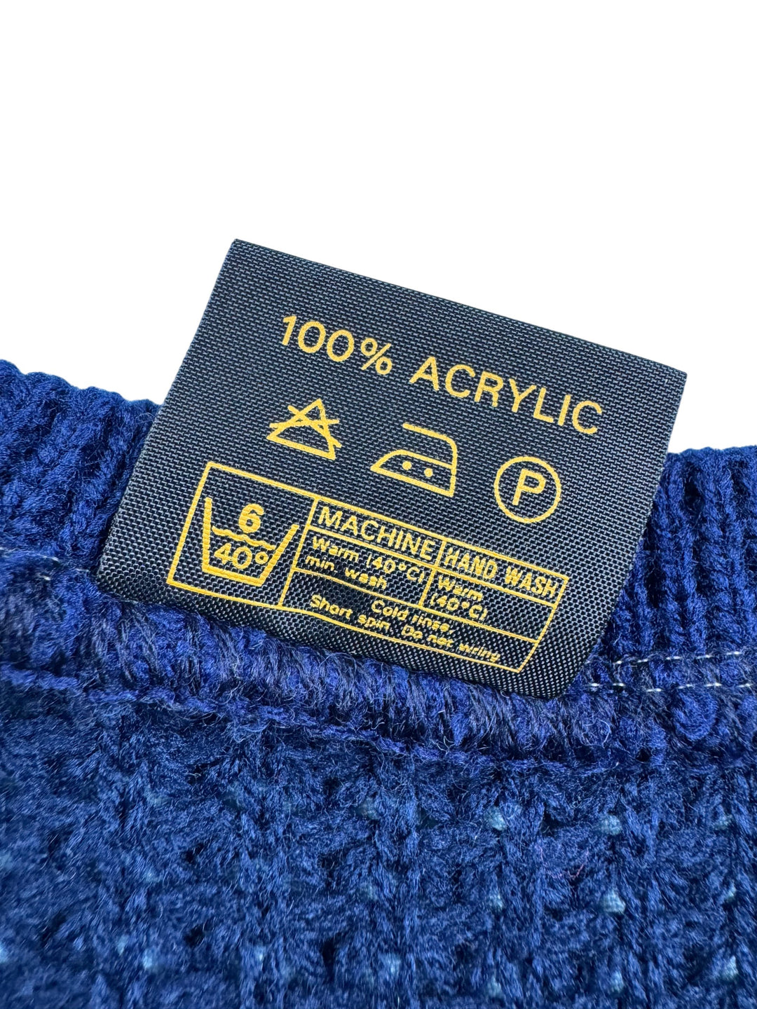 Daniel Navy Waffle Knit Sweater - S - Think Vintage