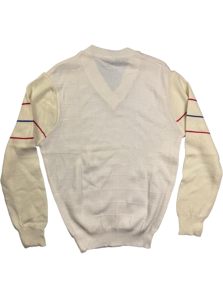Daniel St Tropez White V-Neck Sweater - M - Think Vintage Online Ltd