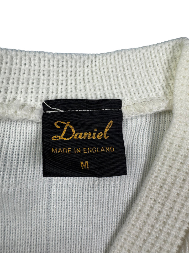 Daniel St Tropez White V-Neck Sweater - M - Think Vintage ltd