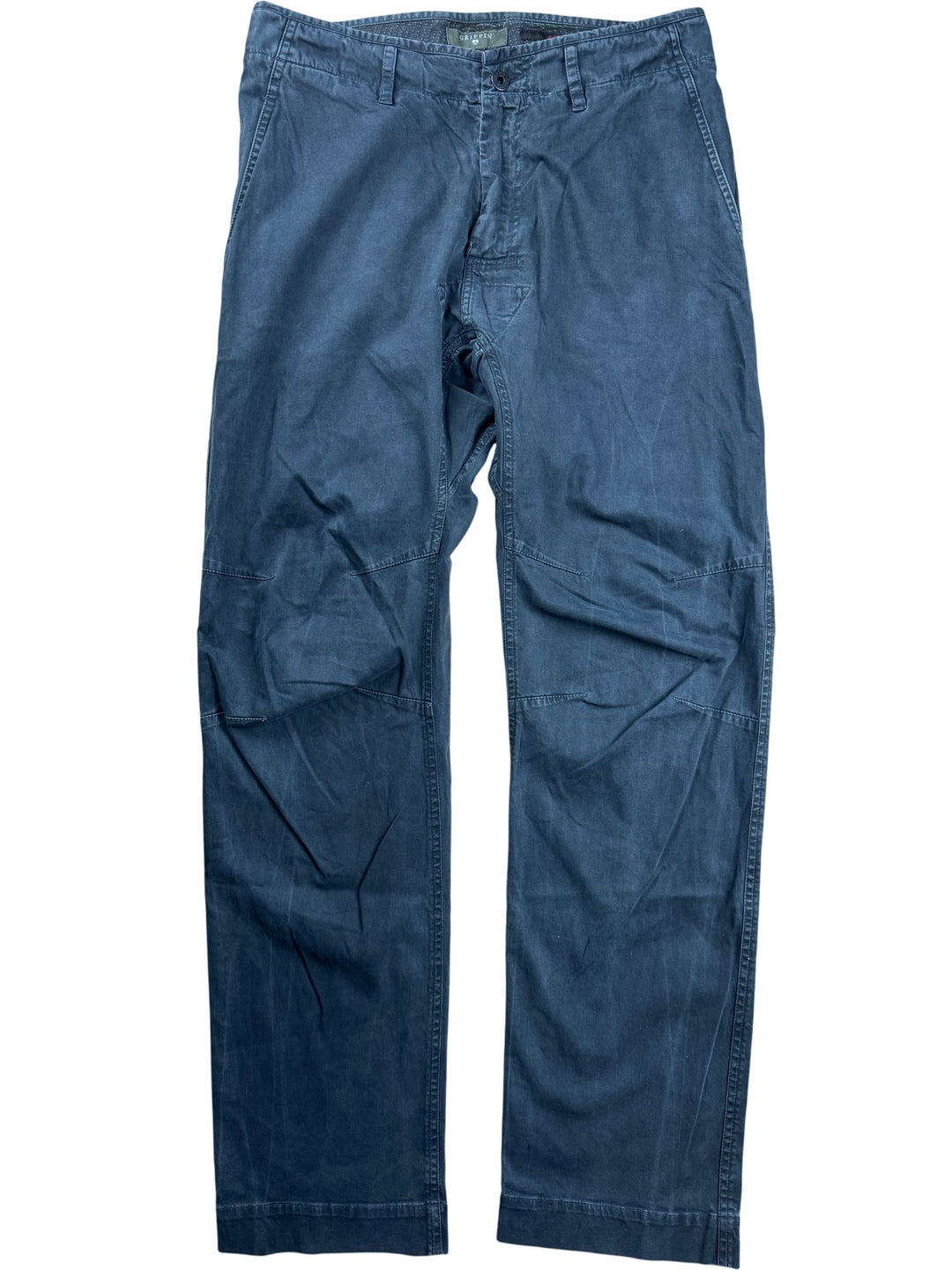 Dark Blue Griffin Chino Trousers - Think Vintage ltd