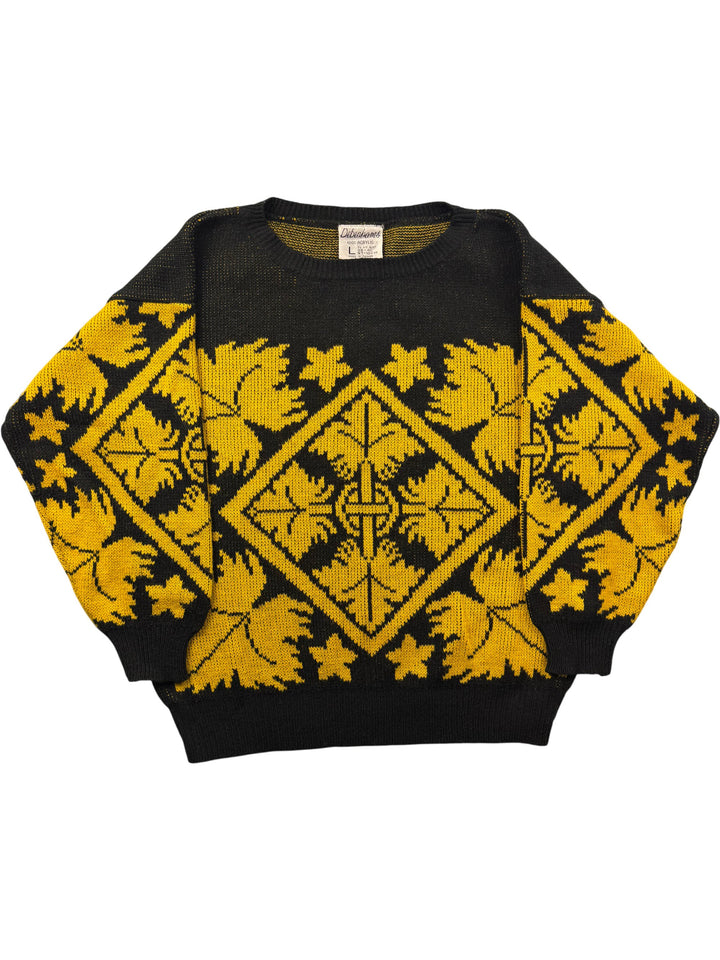 Debenhams Acrylic Sweater Black Yellow Pattern - L