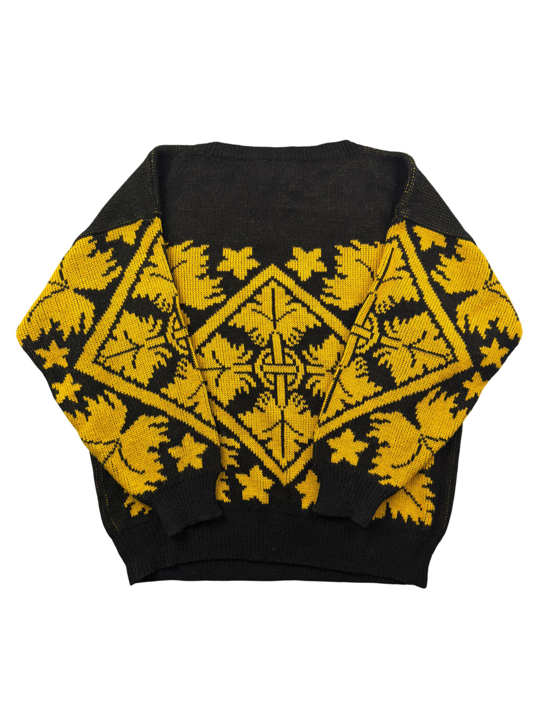 Debenhams Acrylic Sweater Black Yellow Pattern - L