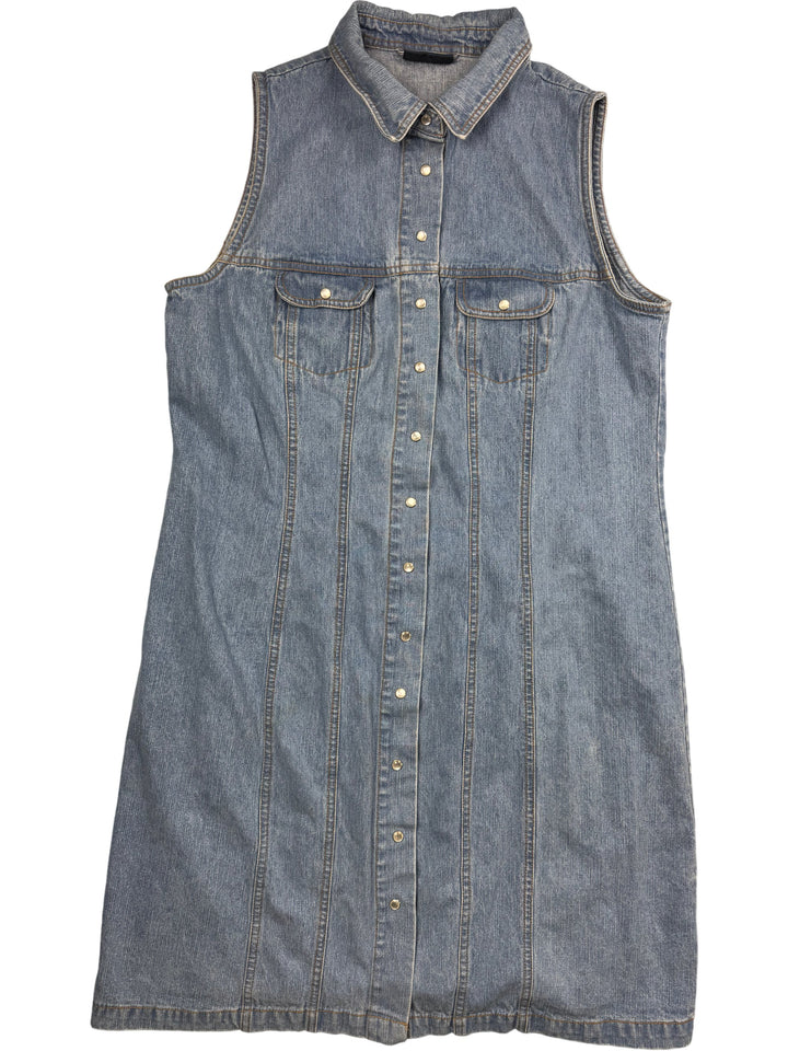Denim Button-Up Dress - L - Think Vintage Online Ltd
