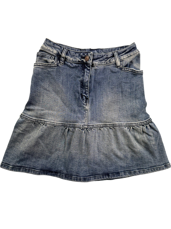 Denim Skirt with Layered Hem - W26 - Think Vintage