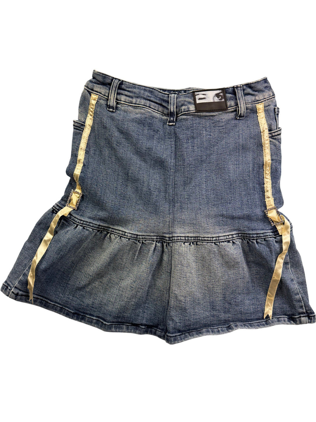 Denim Skirt with Layered Hem - W26 - Think Vintage