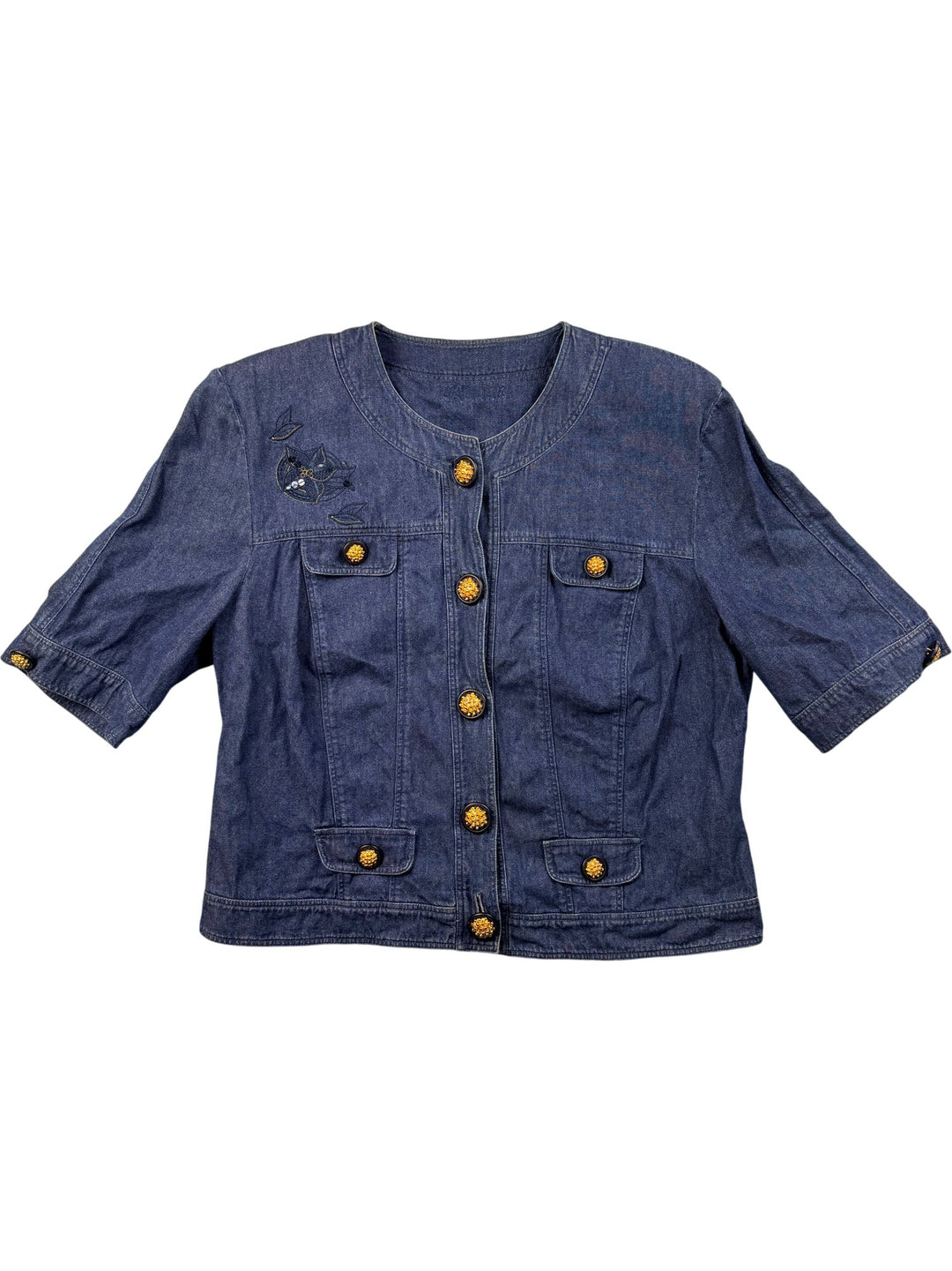 Denim Trucker Jacket with Gold Buttons - M