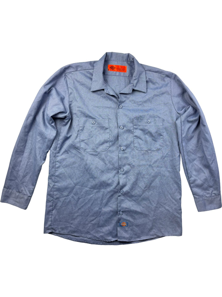 Dickies Blue Long Sleeve Work Shirt - L - Think Vintage ltd