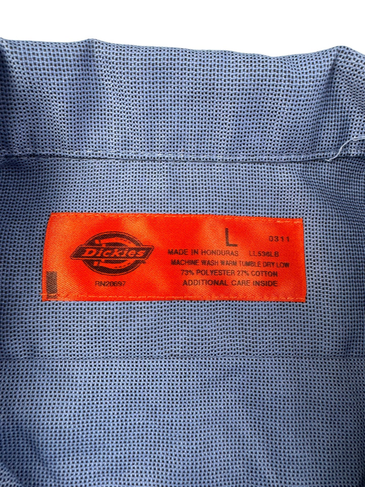 Dickies Blue Long Sleeve Work Shirt - L - Think Vintage ltd