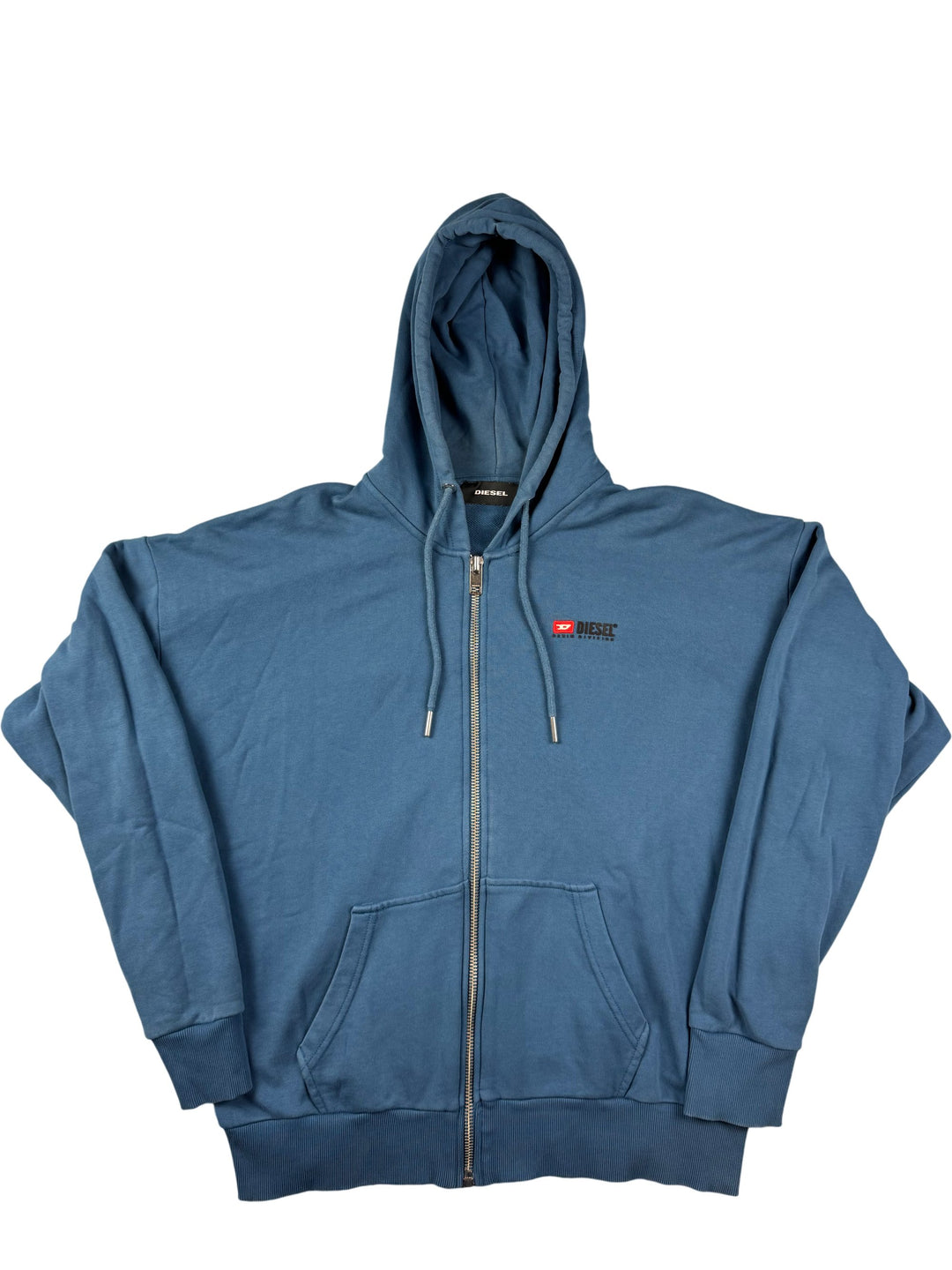 Diesel Blue Zip-Up Hoodie - XL - Think Vintage