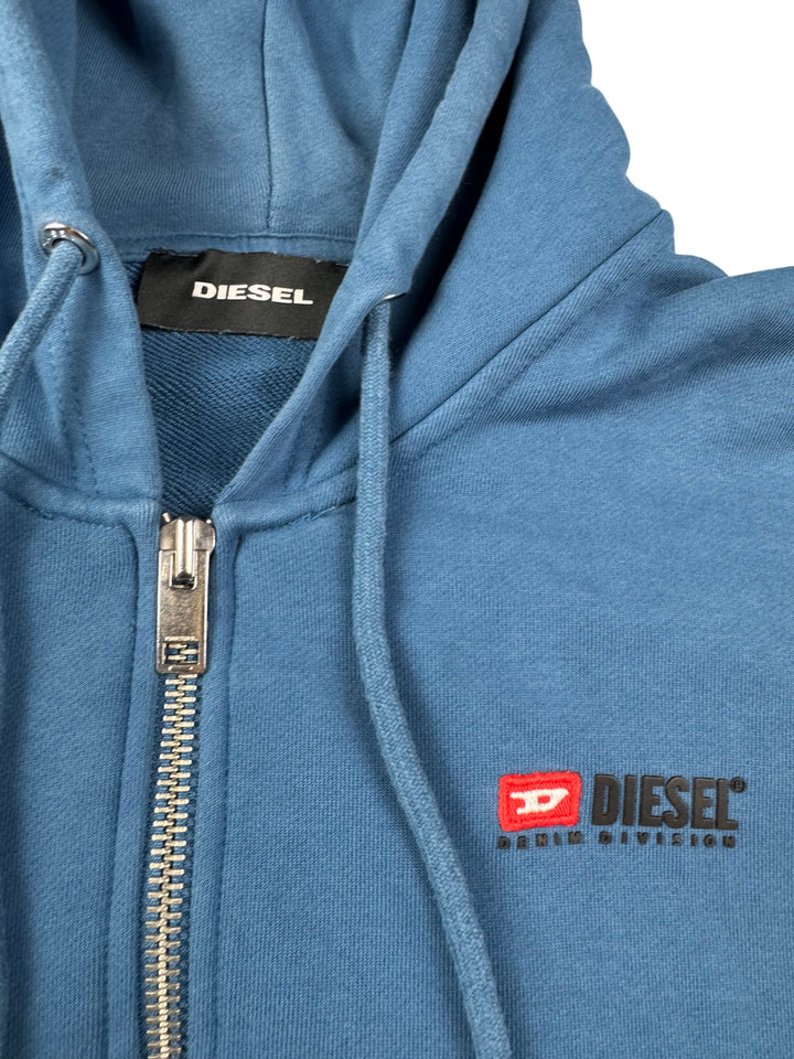 Diesel Blue Zip-Up Hoodie - XL - Think Vintage