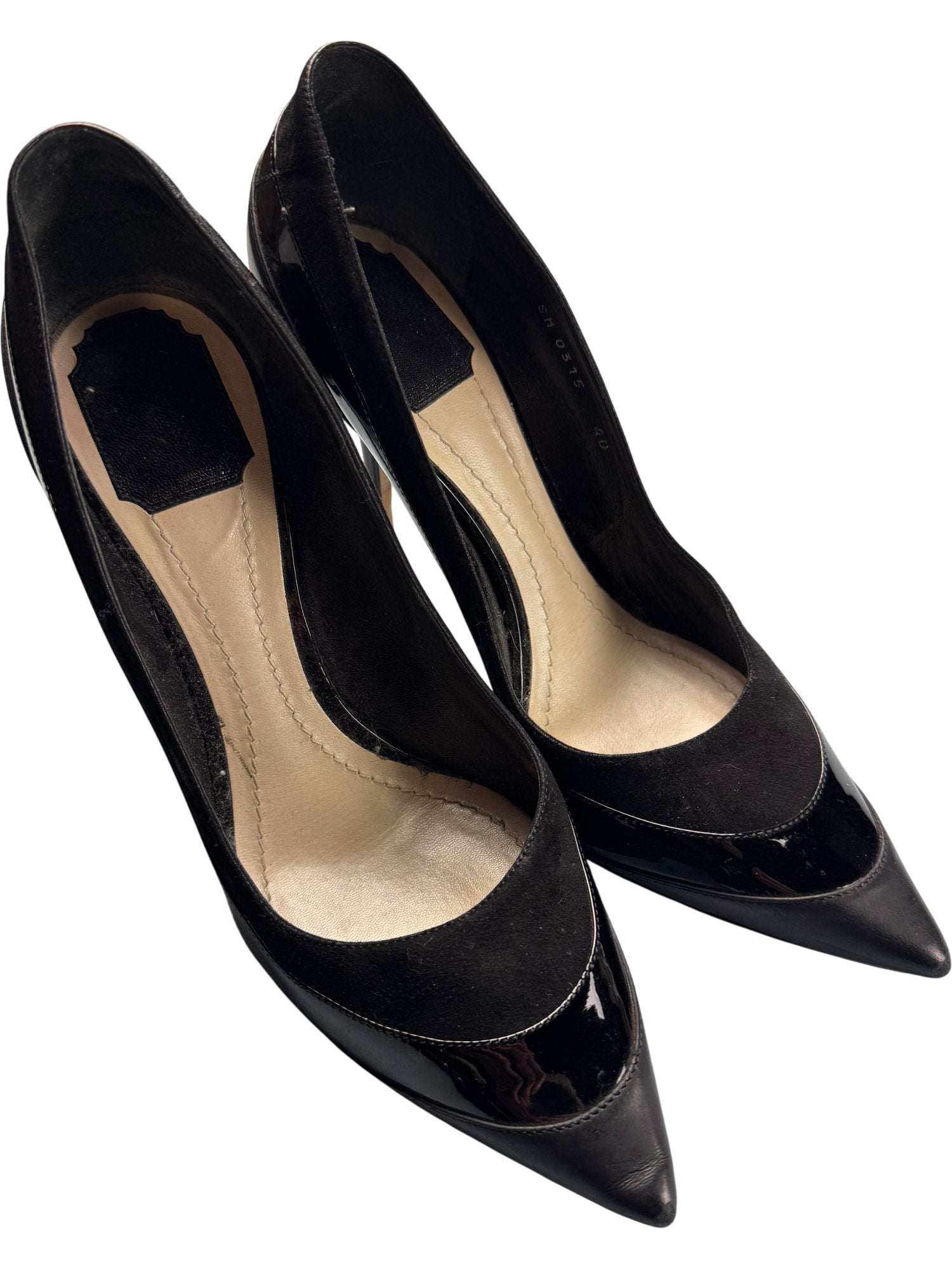 Dior Black Patent Leather Pointed Toe Heels -  Size 6.5 - Think Vintage ltd