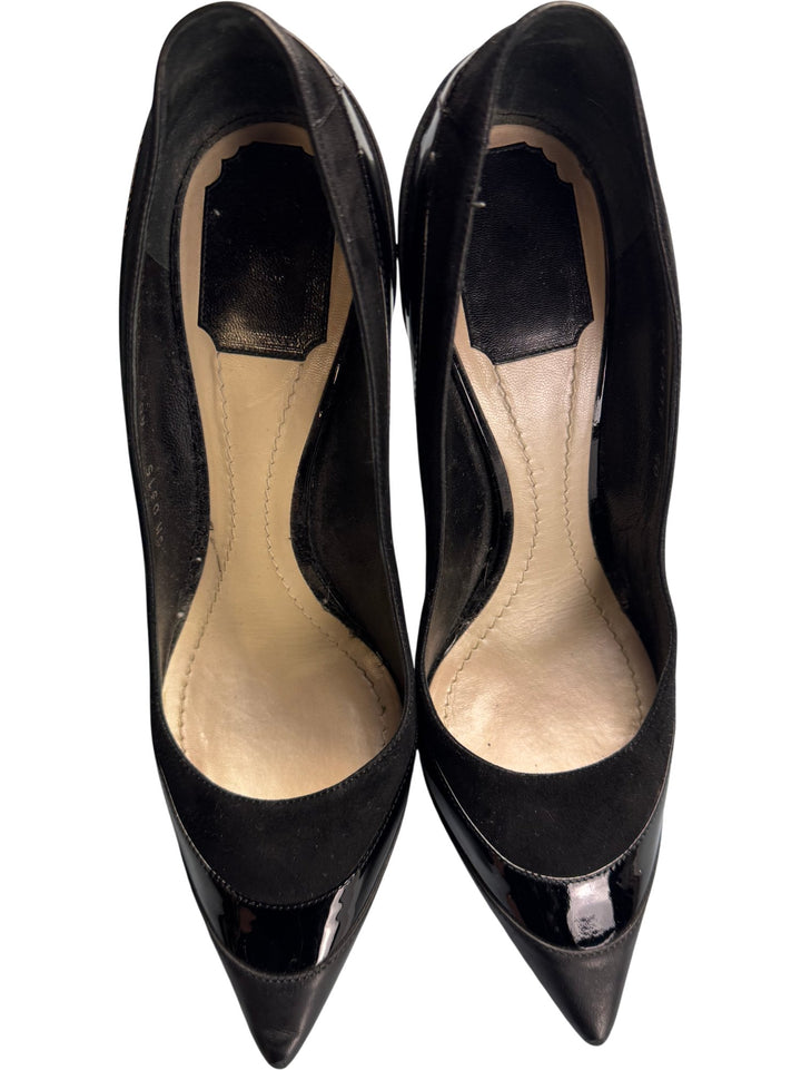 Dior Black Patent Leather Pointed Toe Heels -  Size 6.5 - Think Vintage ltd