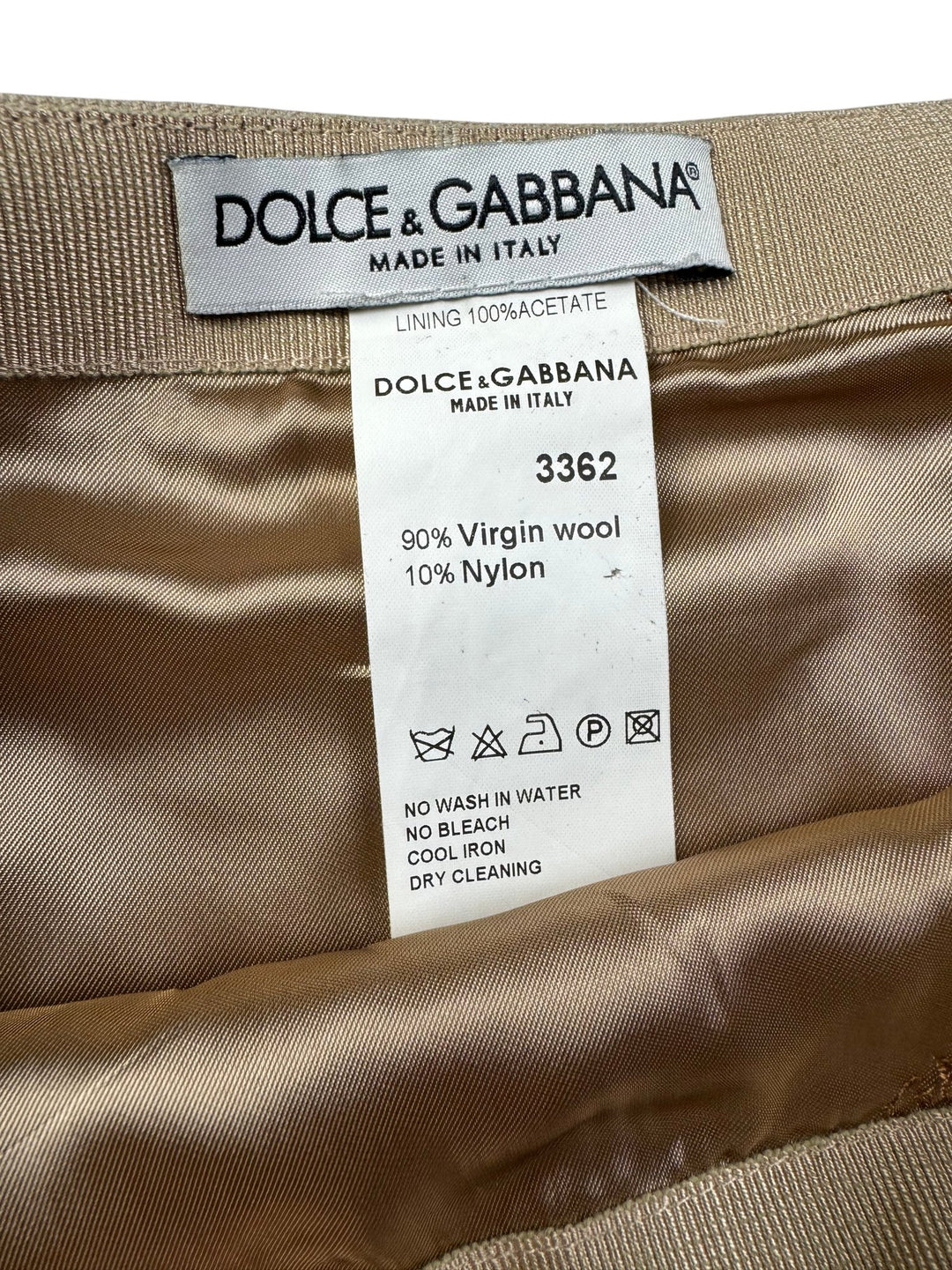 Dolce & Gabbana Beige Wool Blend Skirt - W29 - Think Vintage ltd