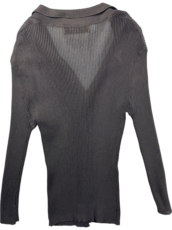 Dolce & Gabbana Black Ribbed Long Sleeve Top - S - Think Vintage ltd