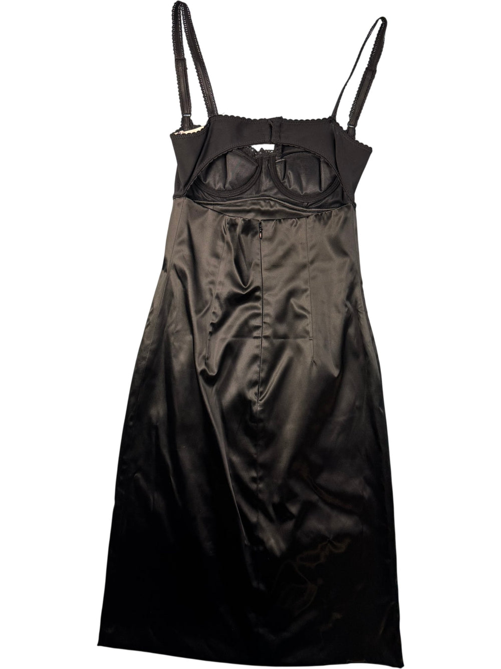 Dolce & Gabbana Black Satin Bustier Dress - XS - Think Vintage ltd