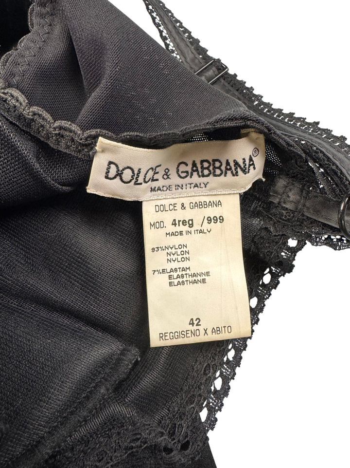 Dolce & Gabbana Black Satin Bustier Dress - XS - Think Vintage ltd