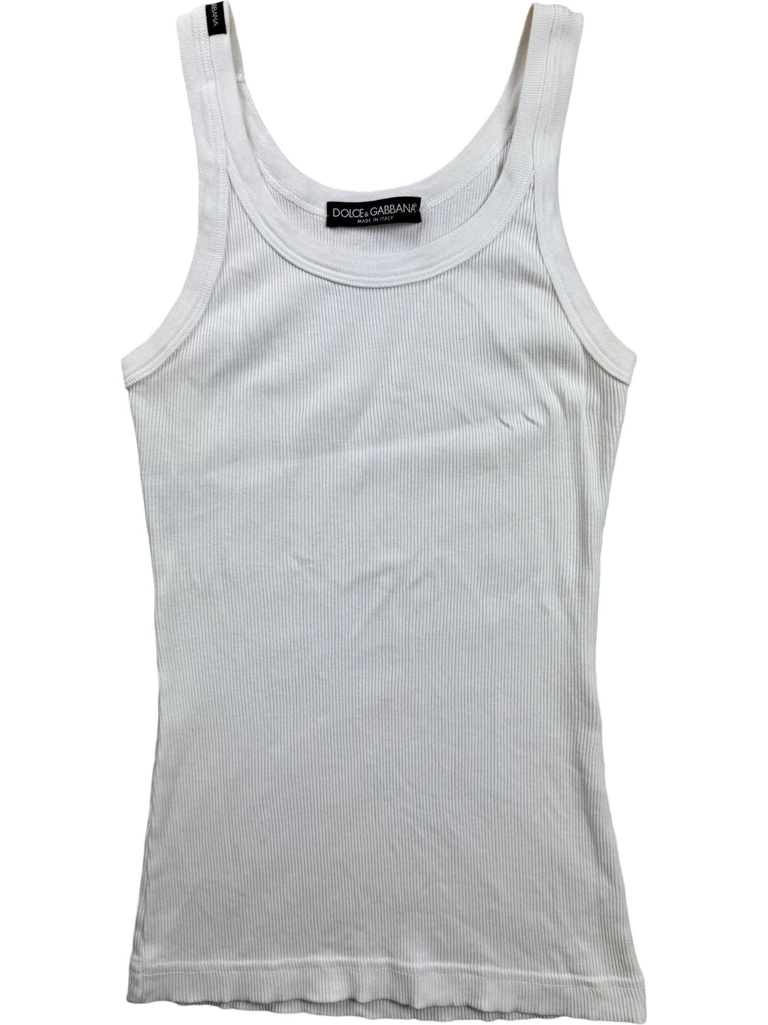 Dolce & Gabbana White Ribbed Tank Top - XS - Think Vintage ltd