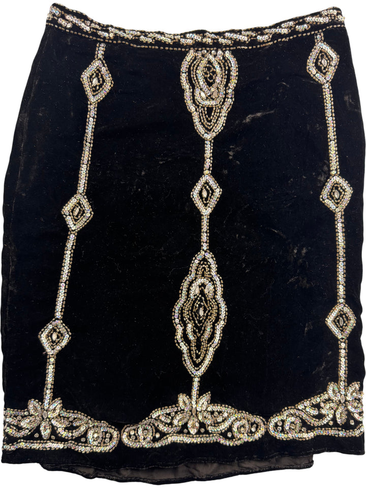 Donna Cody Sequin Embellished Black Skirt - S - Think Vintage
