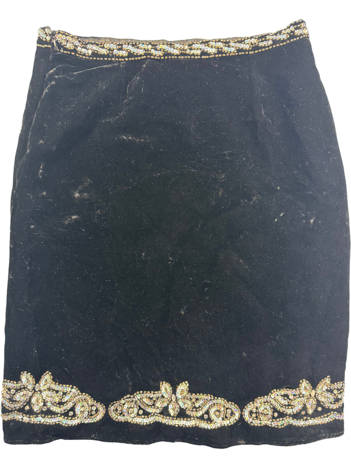 Donna Cody Sequin Embellished Black Skirt - S - Think Vintage