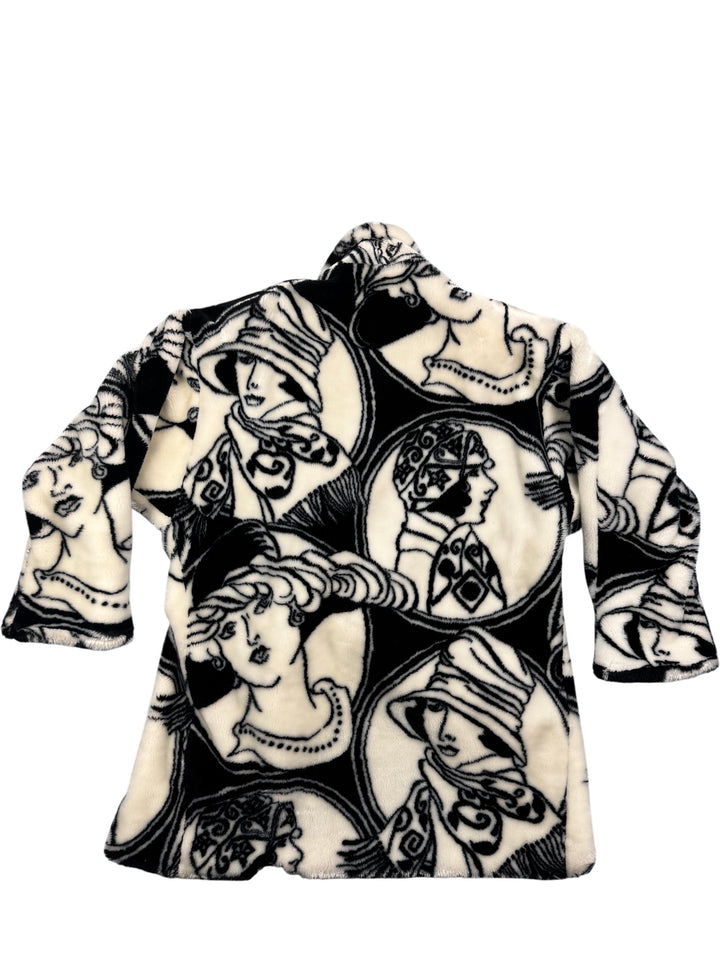 Donnybrook Black and White Graphic Coat - M - Think Vintage