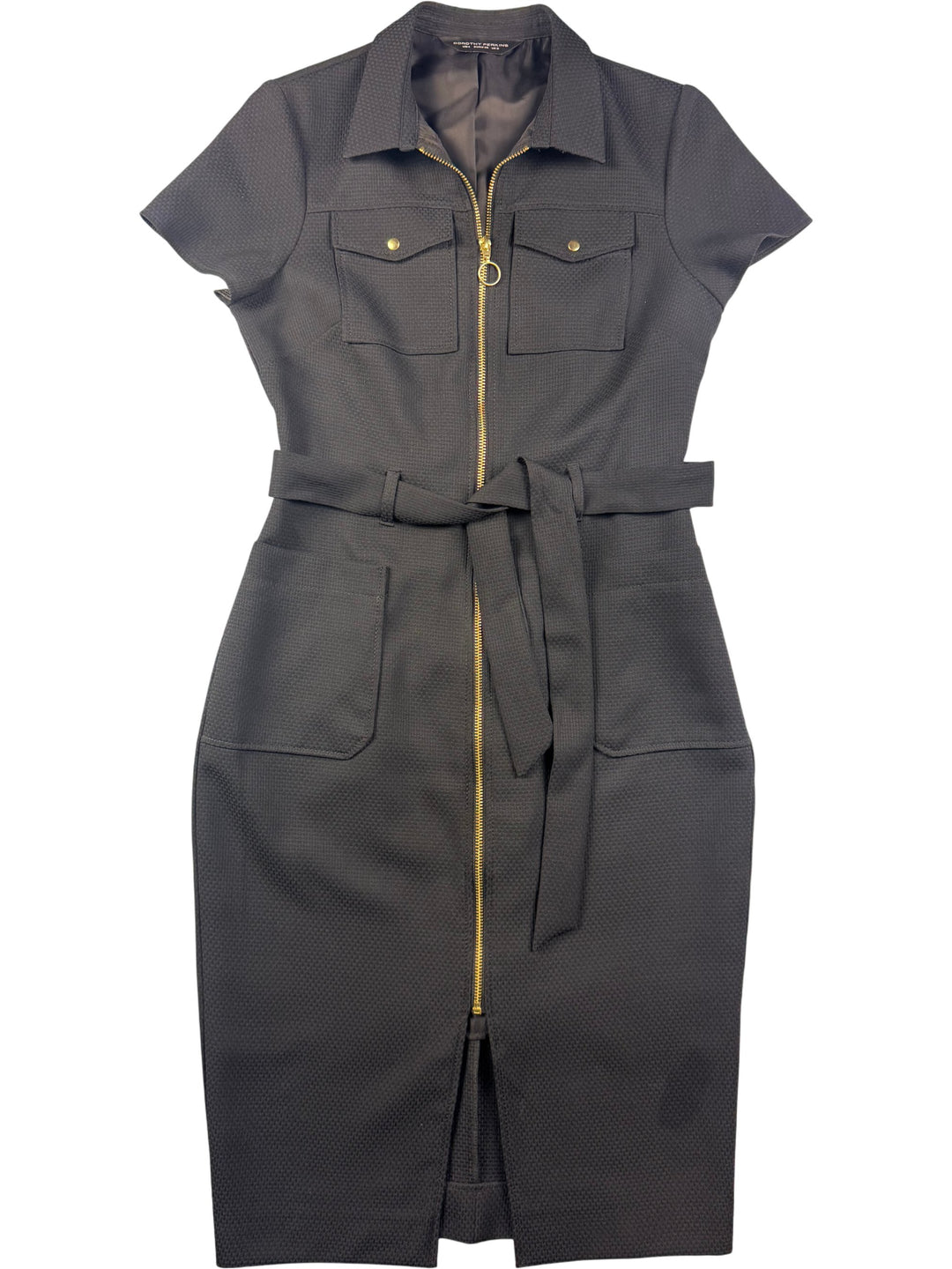 Dorothy Perkins Black Zip Front Dress - S - Think Vintage Online Ltd