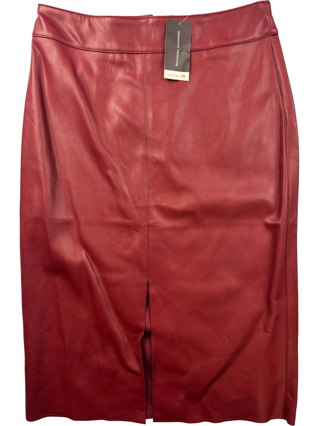 Dorothy Perkins Burgundy Faux Leather Skirt - W29 - Think Vintage ltd