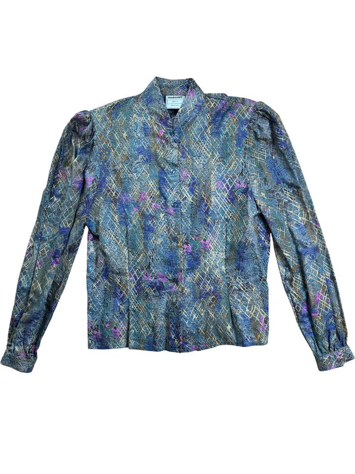 Dorothy Perkins Long Sleeved Patterned Blouse - S - Think Vintage ltd