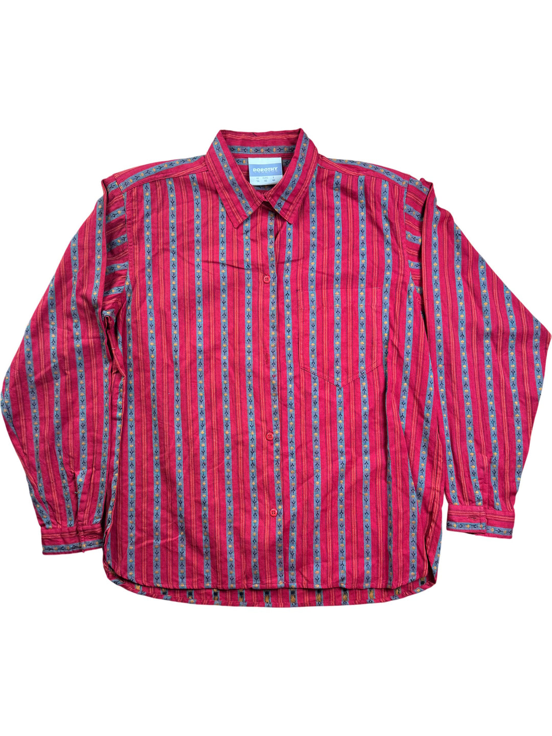 Dorothy Perkins Red Striped Long Sleeve Shirt - M - Think Vintage ltd