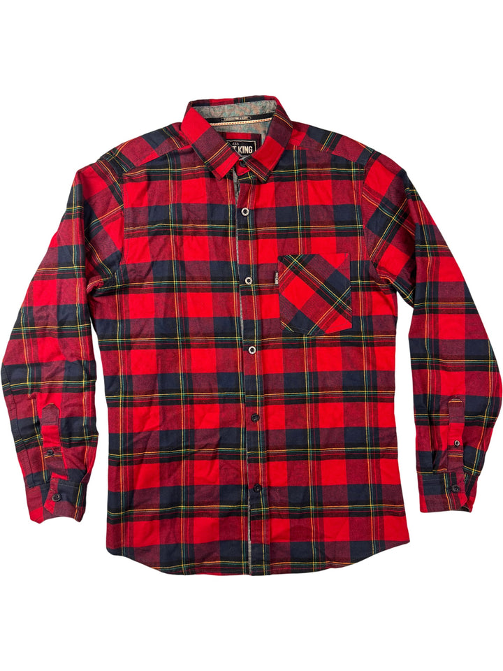Drift King Red Checkered Long Sleeved Shirt - M - Think Vintage