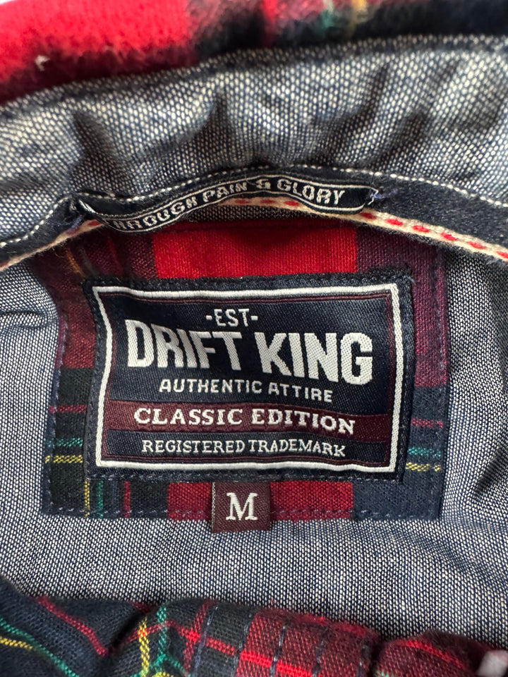 Drift King Red Checkered Long Sleeved Shirt - M - Think Vintage