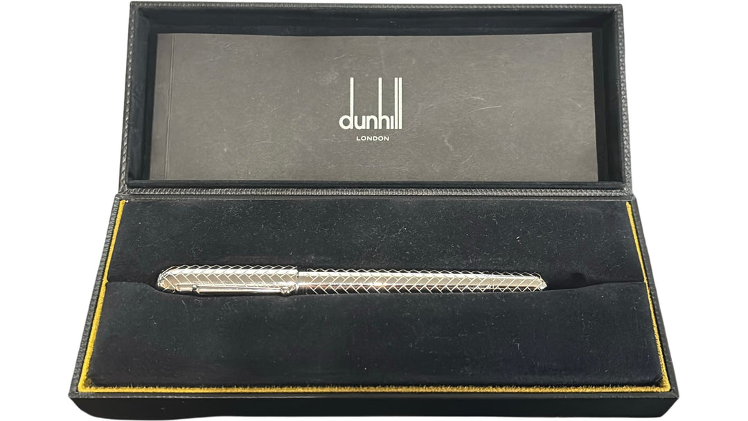Dunhill London Ballpoint Pen Silver with Booklet And Card - Think Vintage Online Ltd