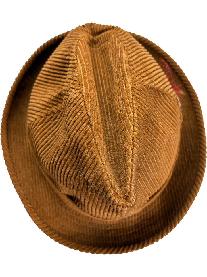 Dunn & Co Corduroy Fedora Hat With Feathers - Think Vintage