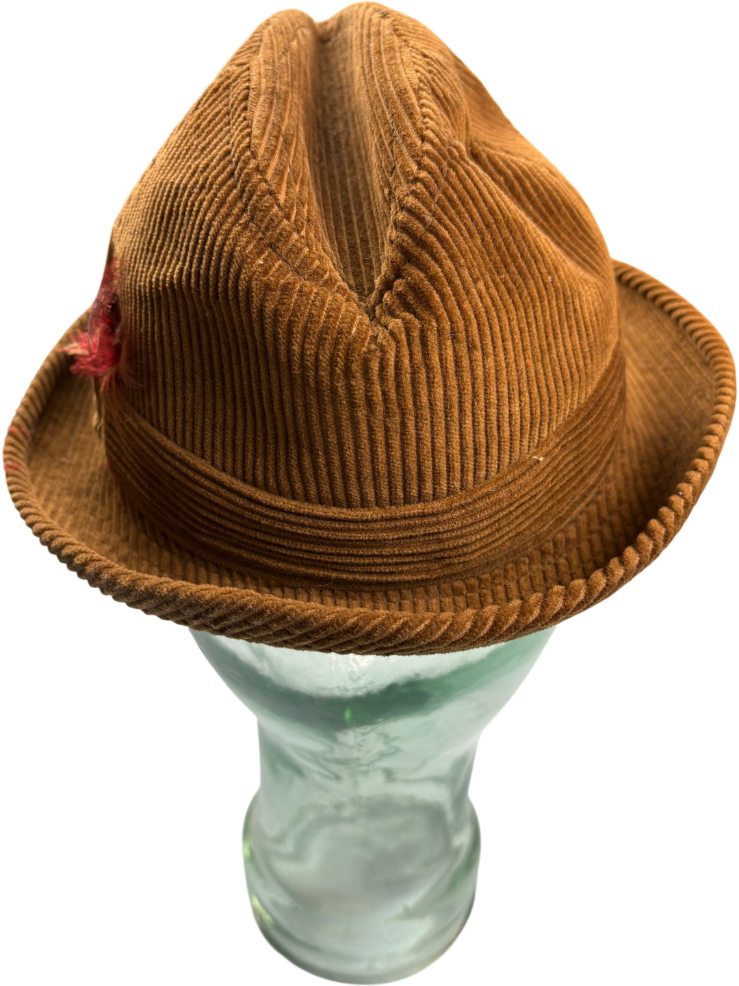 Dunn & Co Corduroy Fedora Hat With Feathers - Think Vintage