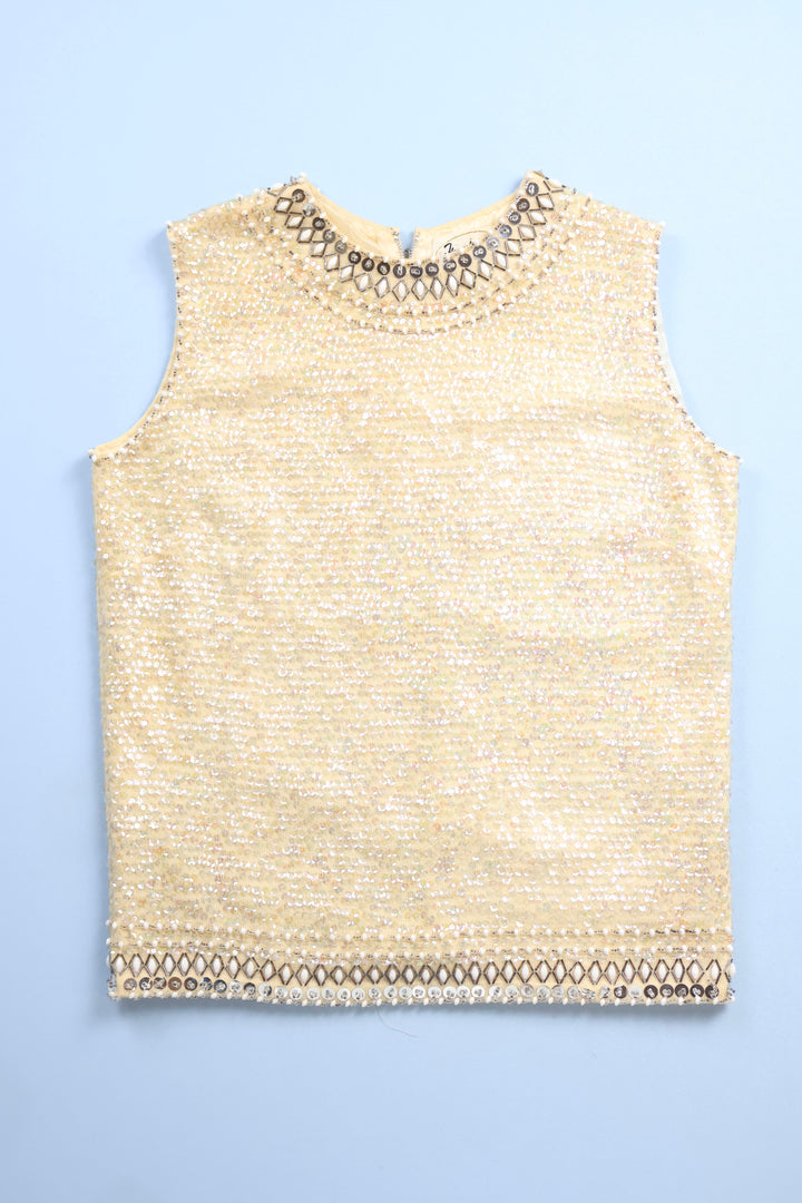Vintage Frampear Sleeveless Sequinned Zip-up Top