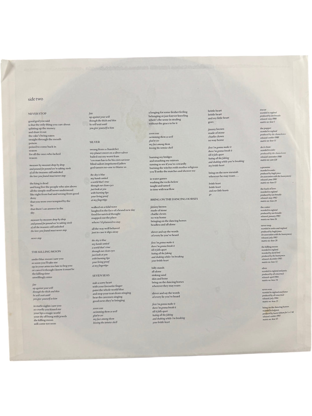 Echo & The Bunnymen Songs To Learn And Sing Vinyl - Think Vintage