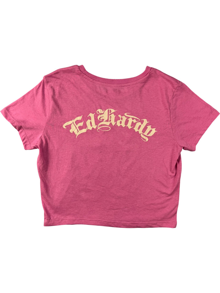 Ed Hardy Pink Tattoo Graphic T-Shirt - S - Think Vintage