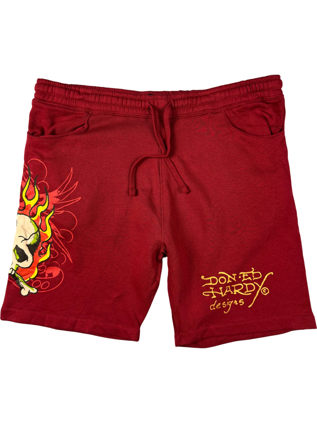 Ed Hardy Red Graphic Shorts -XL - Think Vintage Online Ltd