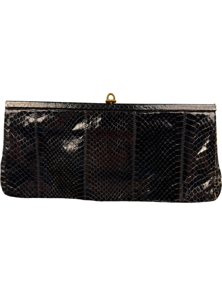 Eidechse Black Clutch Bag - Think Vintage ltd