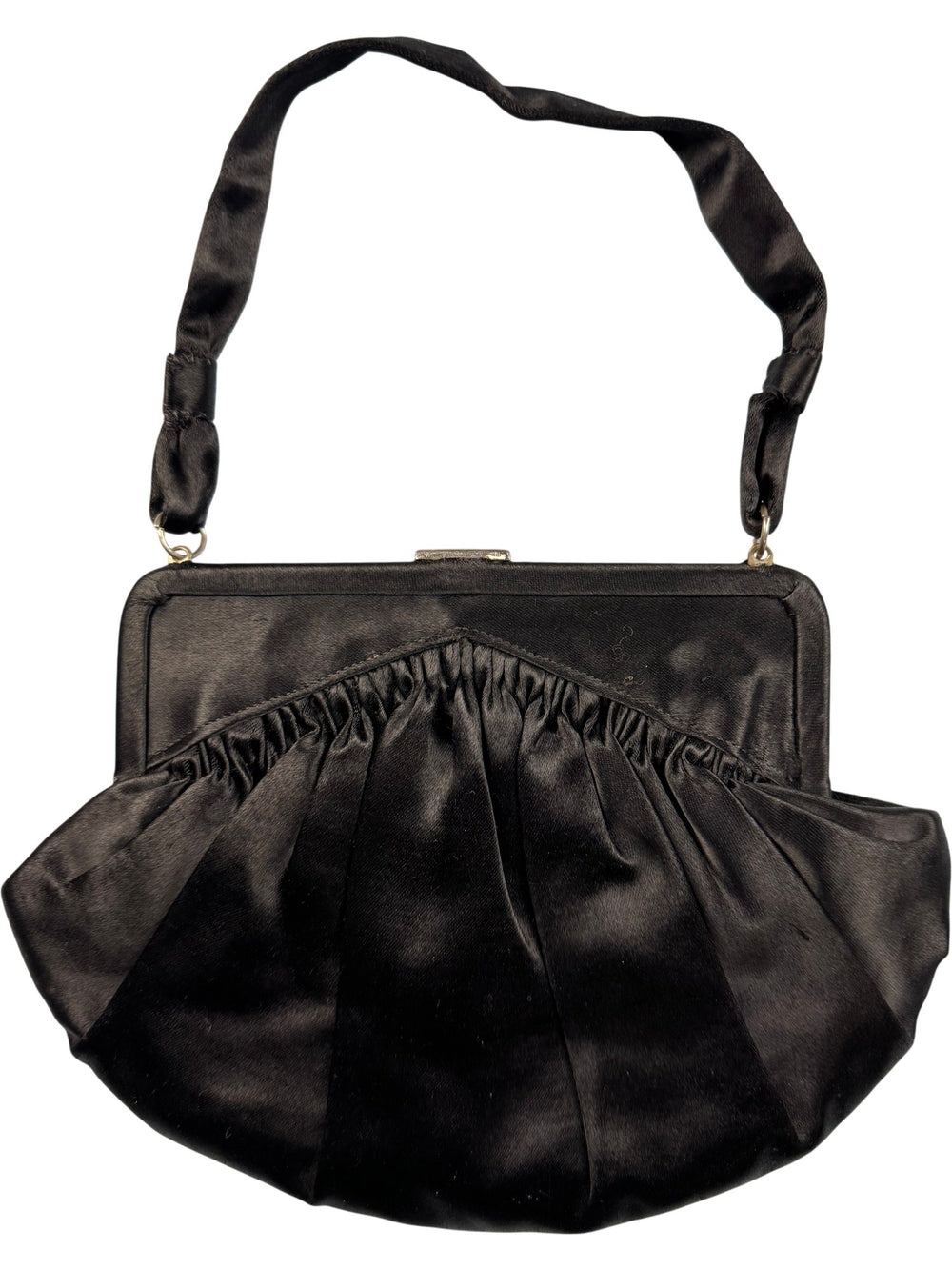 Elegant Black Satin Clutch Bag - Think Vintage ltd
