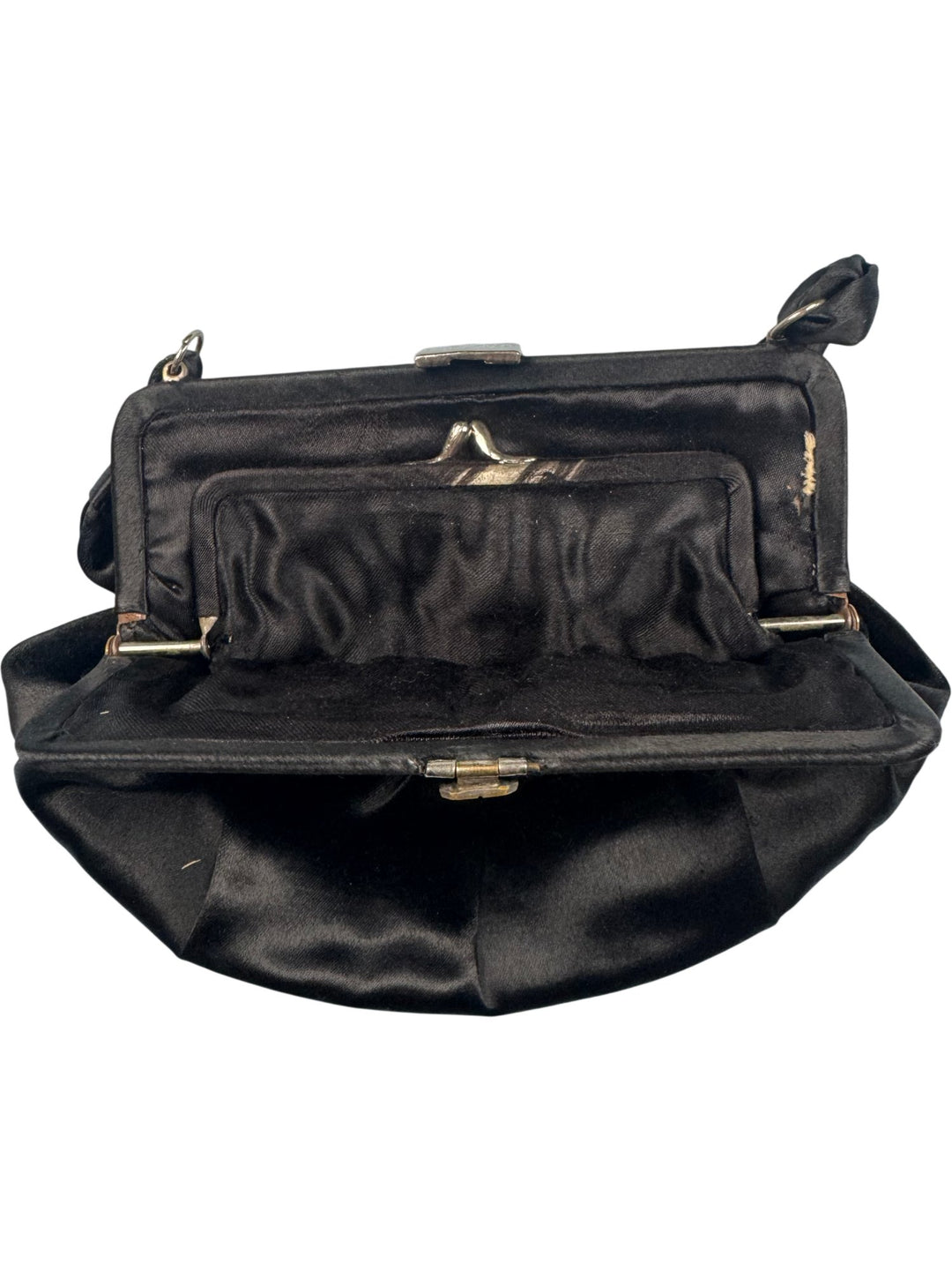 Elegant Black Satin Clutch Bag - Think Vintage ltd