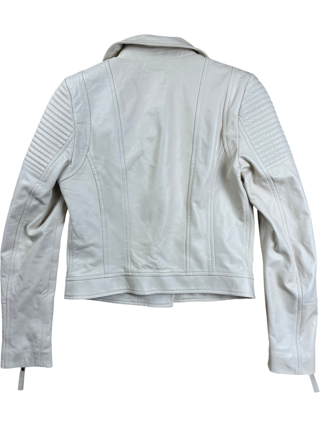 Elisabetta Franchi White Leather Jacket - S - Think Vintage ltd
