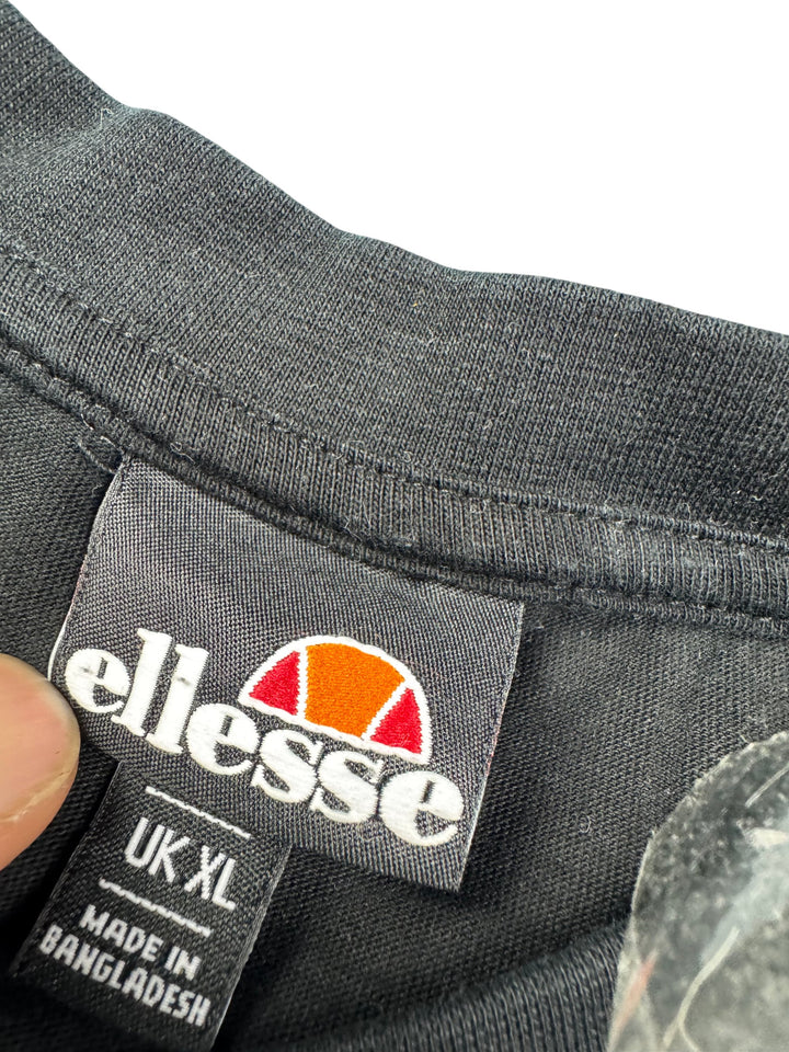 Ellesse Black Cotton T-Shirt - XL - Think Vintage