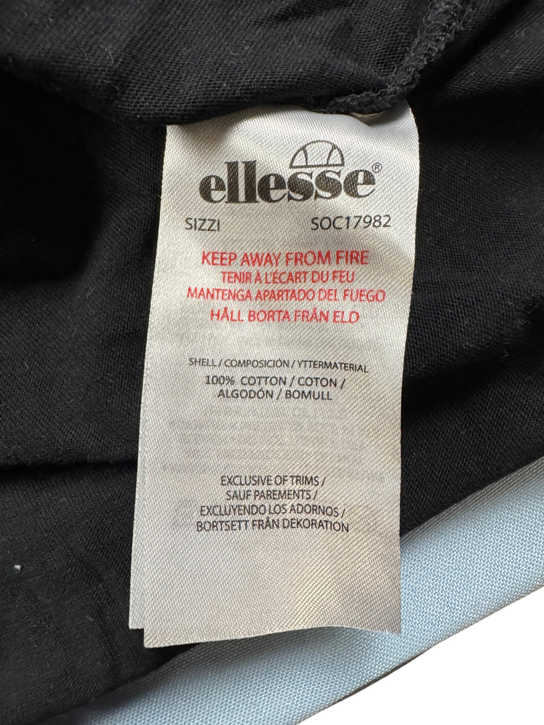 Ellesse Black Cotton T-Shirt - XL - Think Vintage Online Ltd