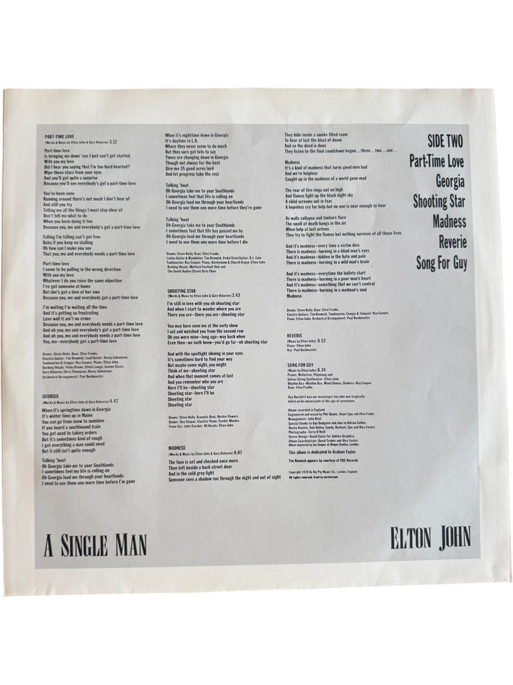 Elton John A Single Man Vinyl Record - Good - Think Vintage ltd