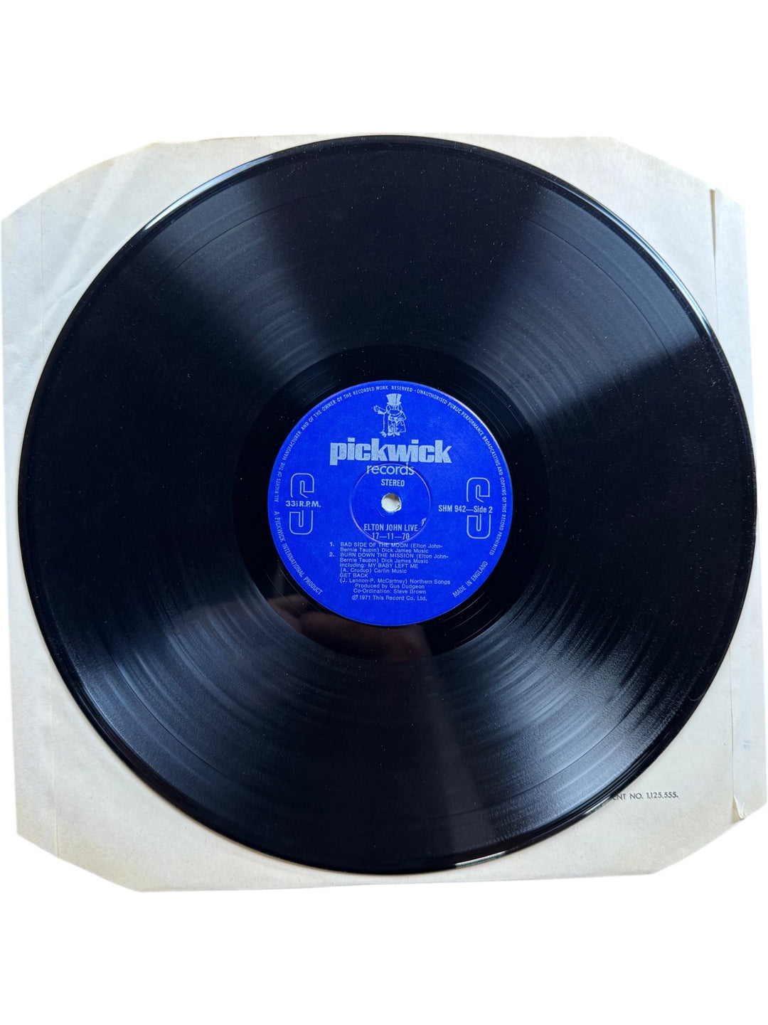 Elton John Live 17-11-70 LP - Good+