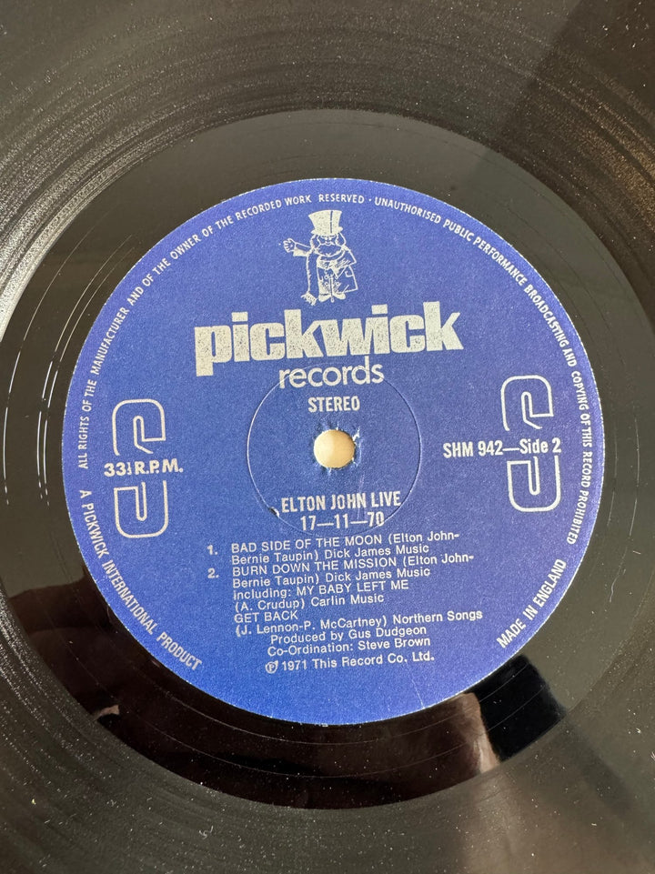 Elton John Live Album 1971 Pickwick Records - Fair - Think Vintage ltd